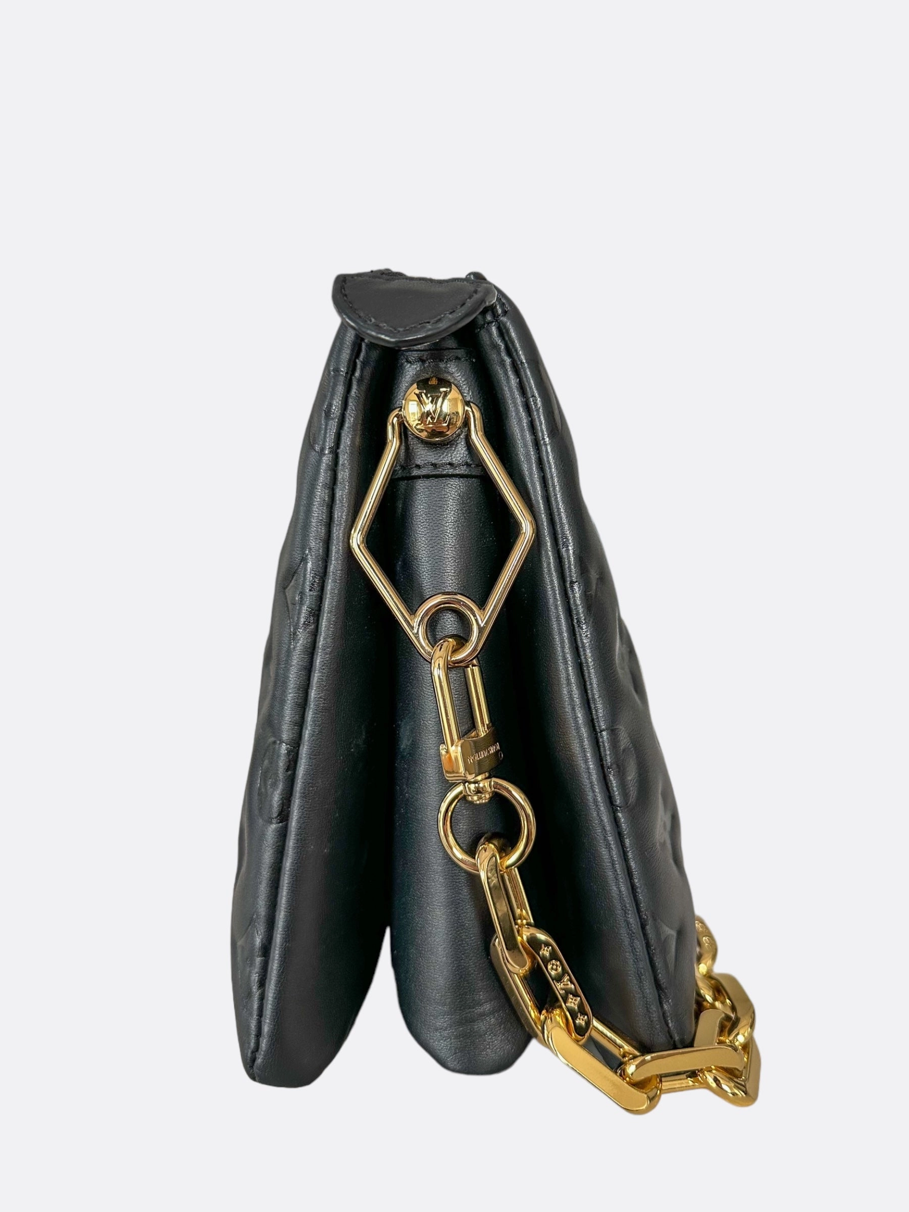 Louis Vuitton Black Puffy Lambskin Monogram Coussin PM