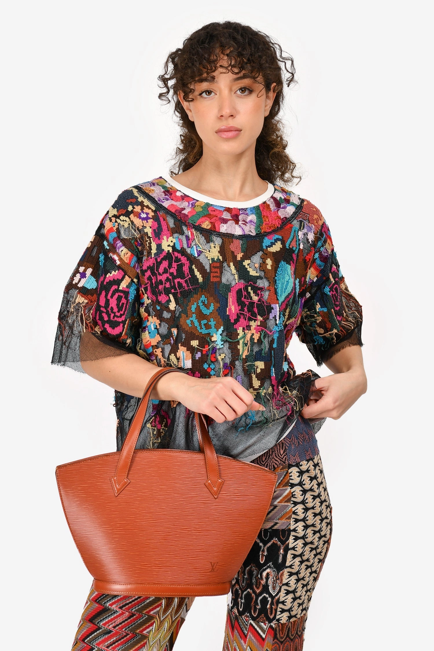 Louis Vuitton Brown Epi Leather 'Saint Jacques' Top Handle Bag