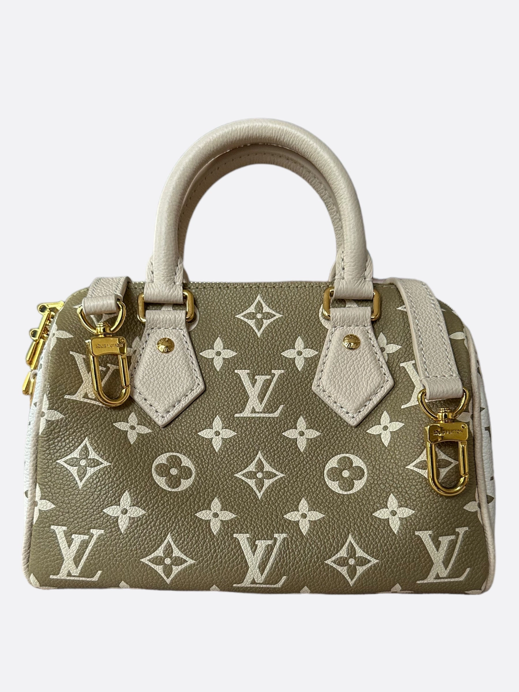 Louis Vuitton Green & Beige Empreinte Monogram Speedy 20