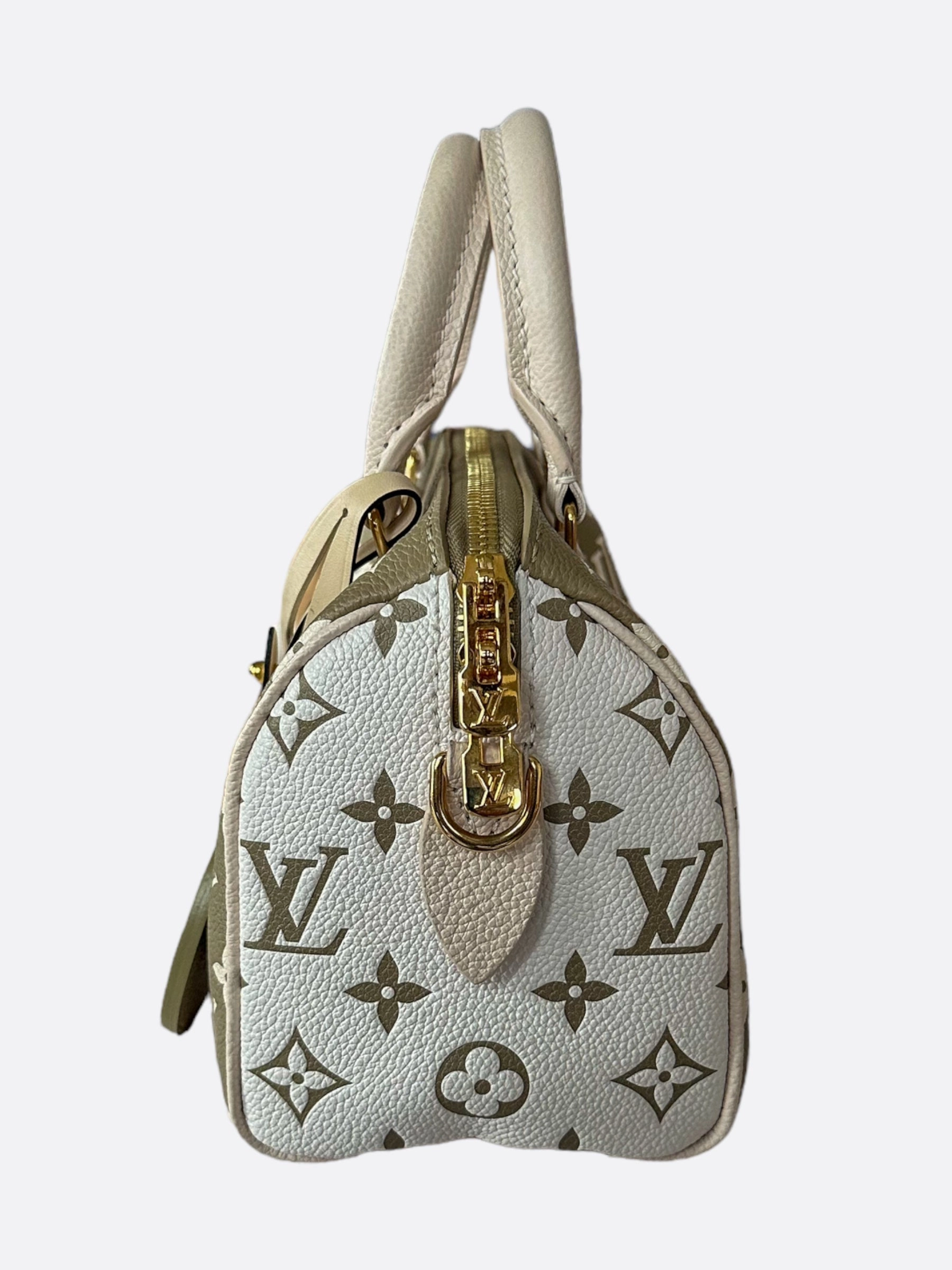 Louis Vuitton Green & Beige Empreinte Monogram Speedy 20