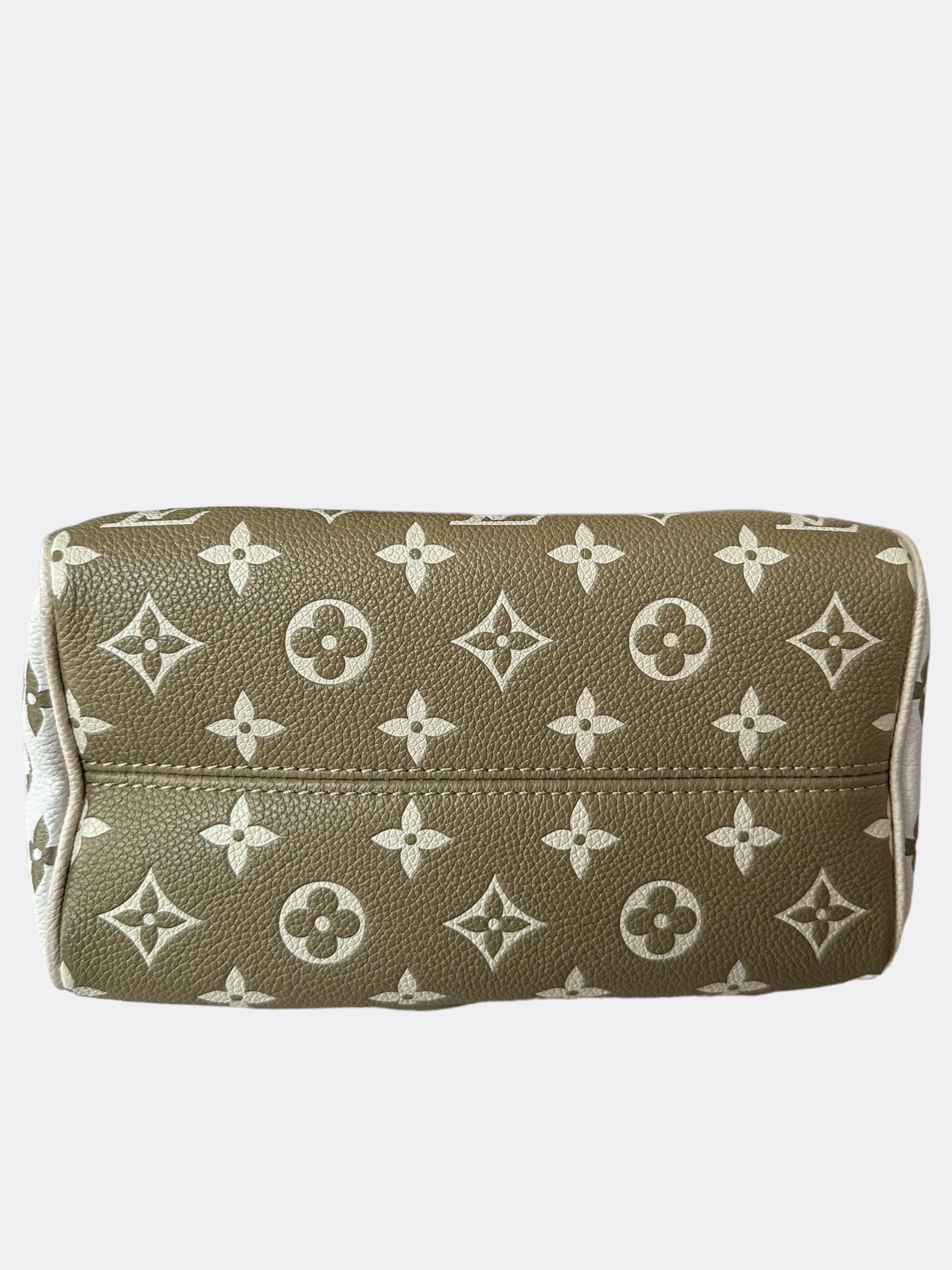 Louis Vuitton Green & Beige Empreinte Monogram Speedy 20