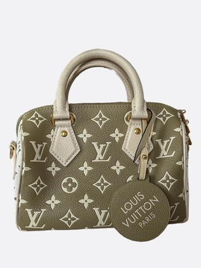 Louis Vuitton Green & Beige Empreinte Monogram Speedy 20