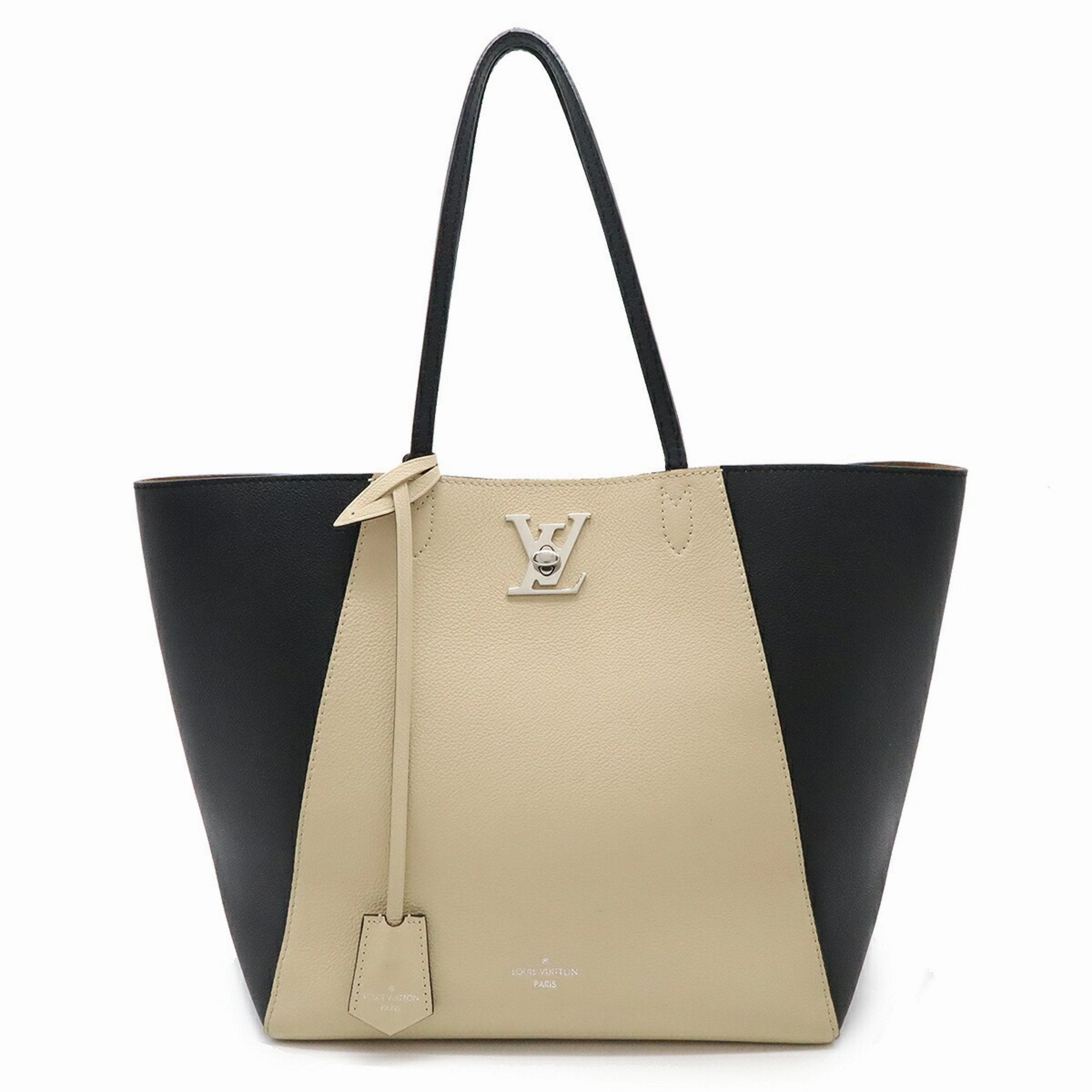 Louis Vuitton  Noir ivory Leather Shoulder Bag Tote Bag (Pre-Owned)