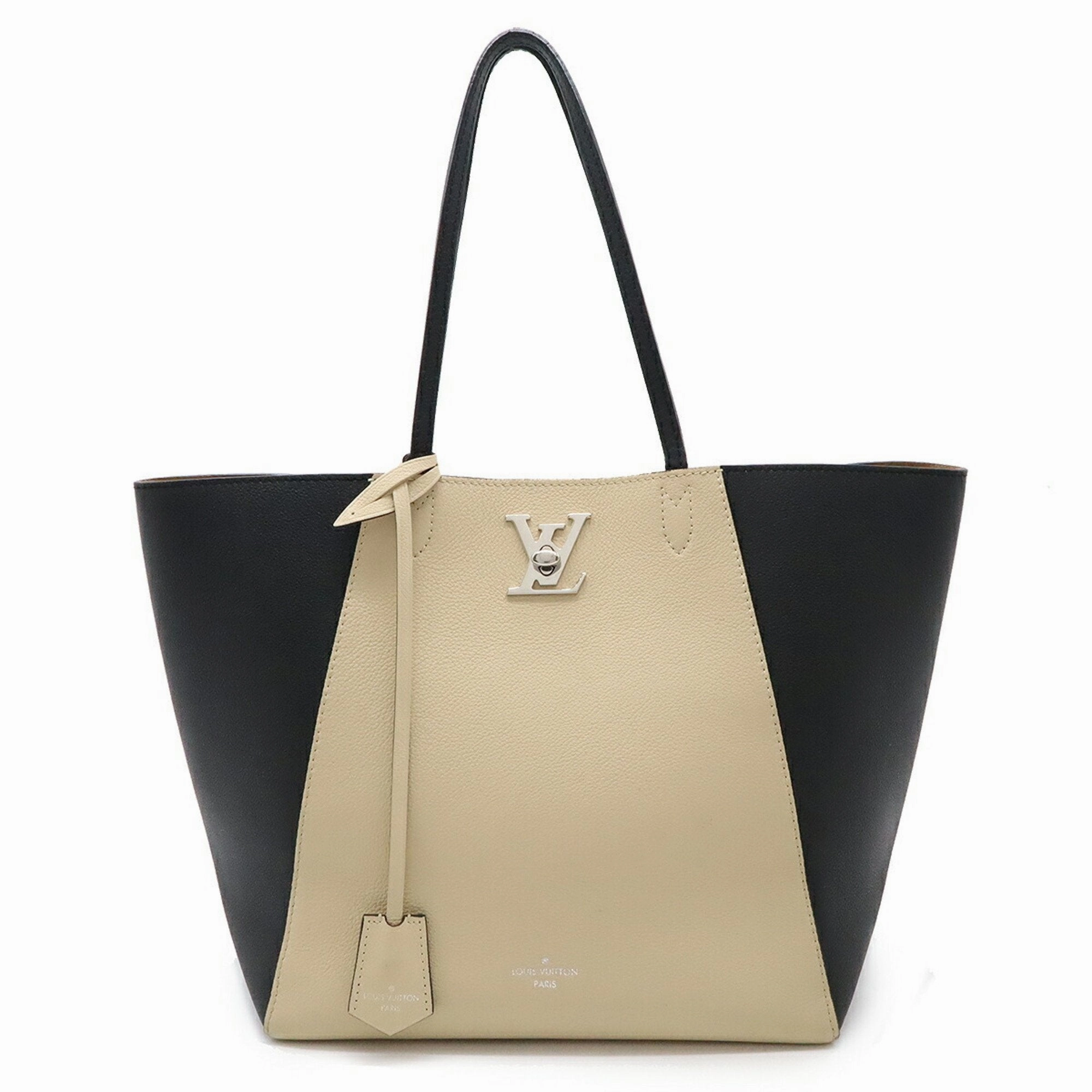 Louis Vuitton  Noir ivory Leather Shoulder Bag Tote Bag (Pre-Owned)