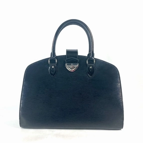 Louis Vuitton Noir Leather Handbag Tote Bag (Pre-Owned)