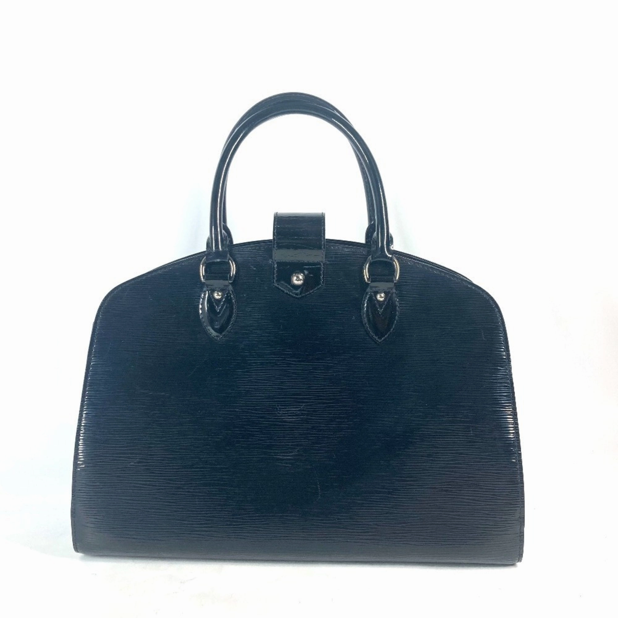 Louis Vuitton Noir Leather Handbag Tote Bag (Pre-Owned)