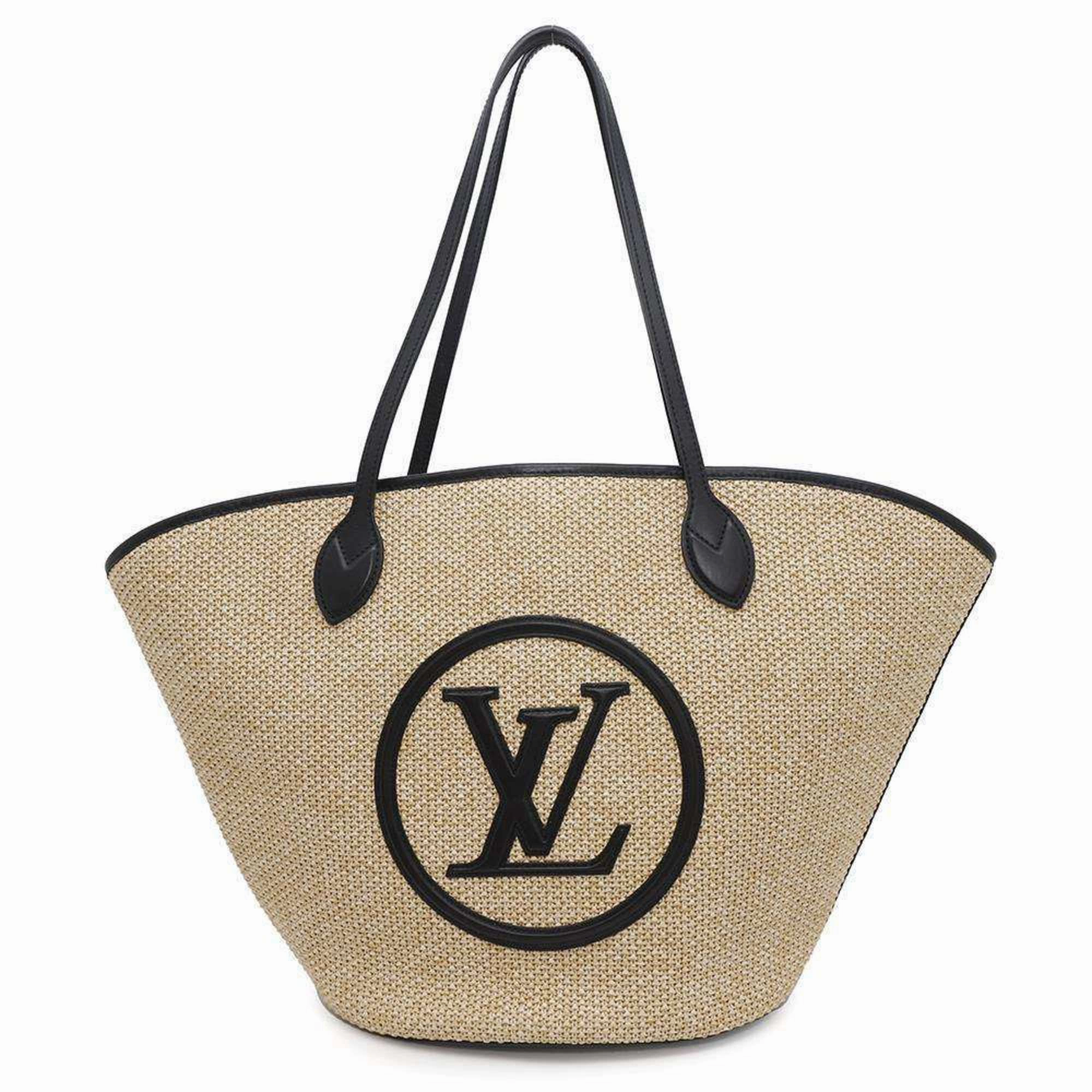 Louis Vuitton Noir Raffia Leather Tote Bag (Pre-Owned)