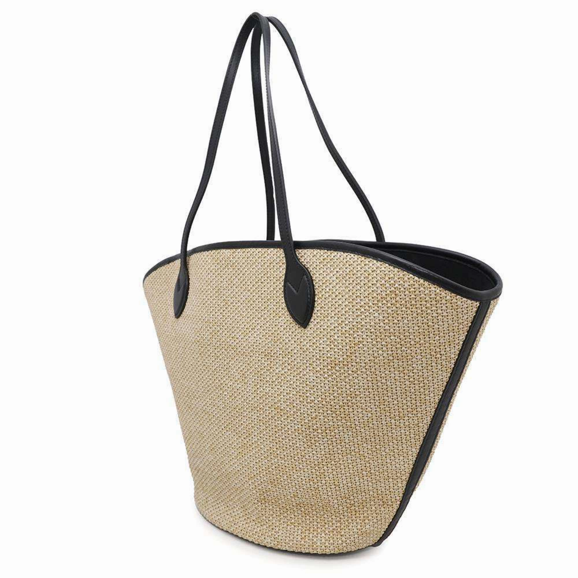 Louis Vuitton Noir Raffia Leather Tote Bag (Pre-Owned)