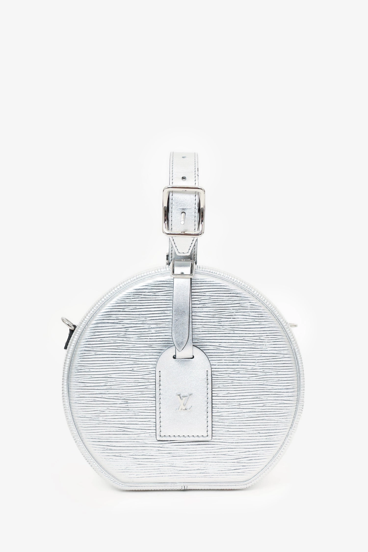 Louis Vuitton Silver Metallic Epi Petite Boite Chapeau with Strap