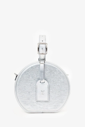 Louis Vuitton Silver Metallic Epi Petite Boite Chapeau with Strap