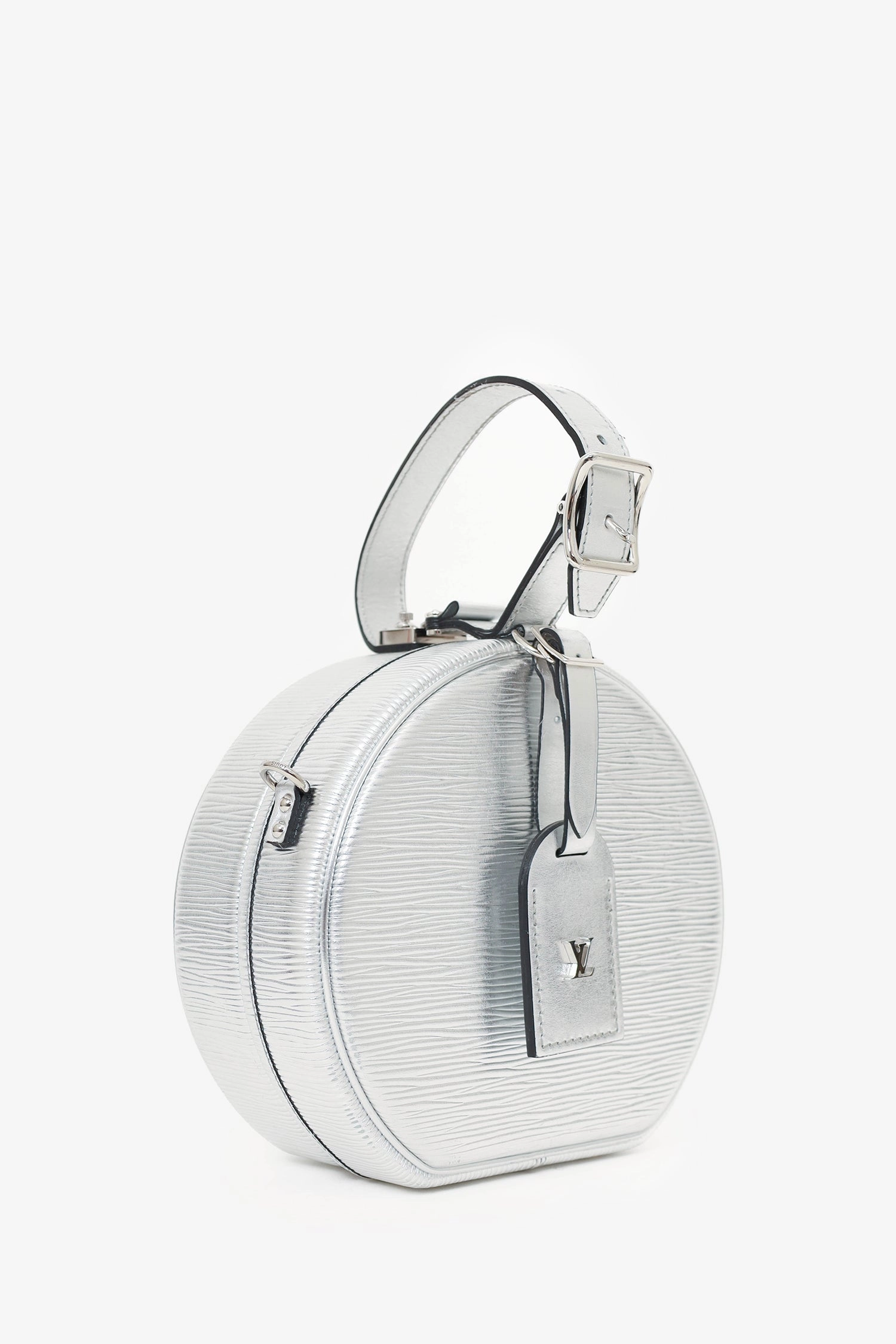 Louis Vuitton Silver Metallic Epi Petite Boite Chapeau with Strap