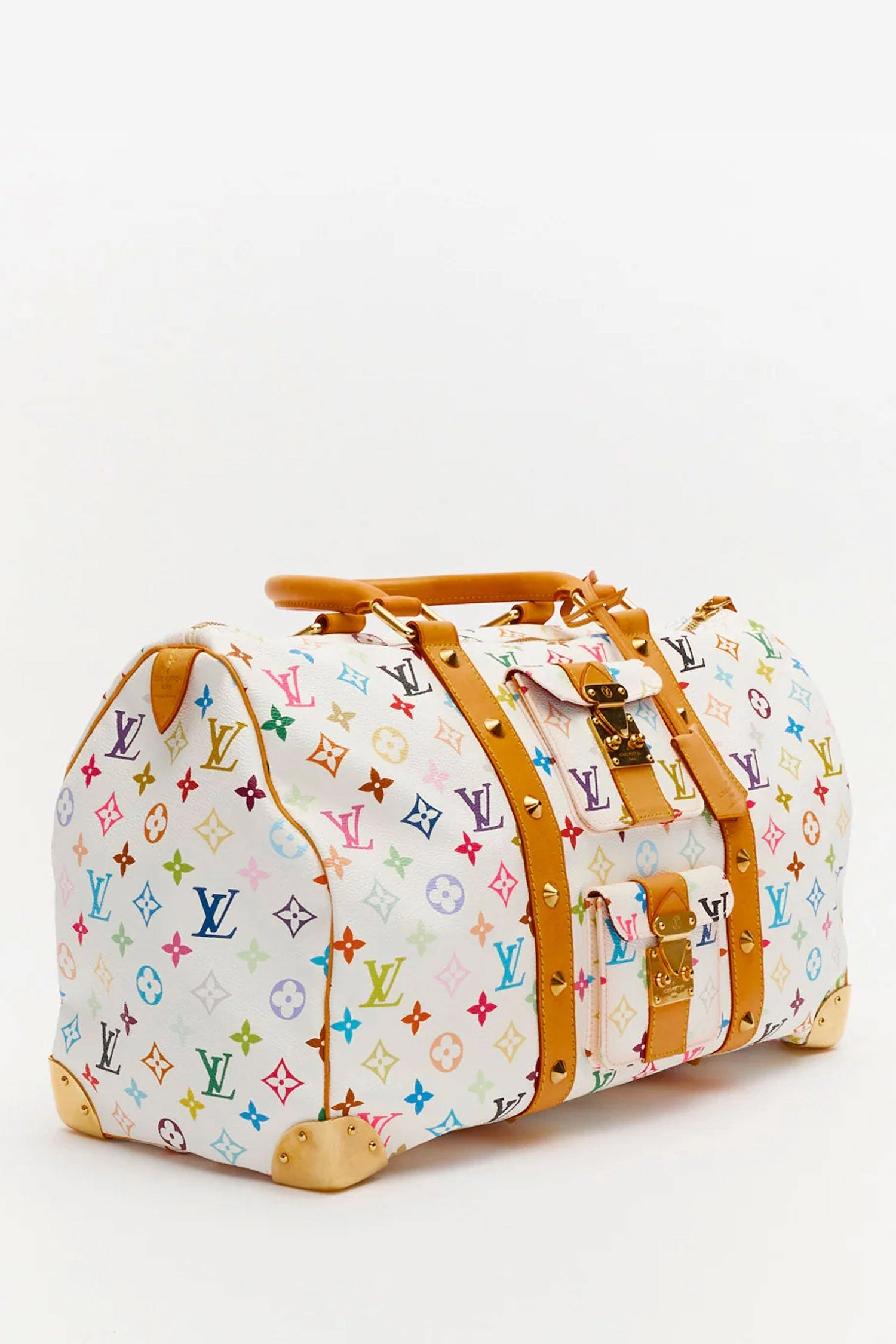 Louis Vuitton x Takashi Murakami White Multicolour Monogram Keepall 45