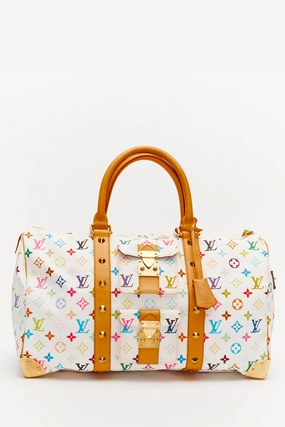 Louis Vuitton x Takashi Murakami White Multicolour Monogram Keepall 45