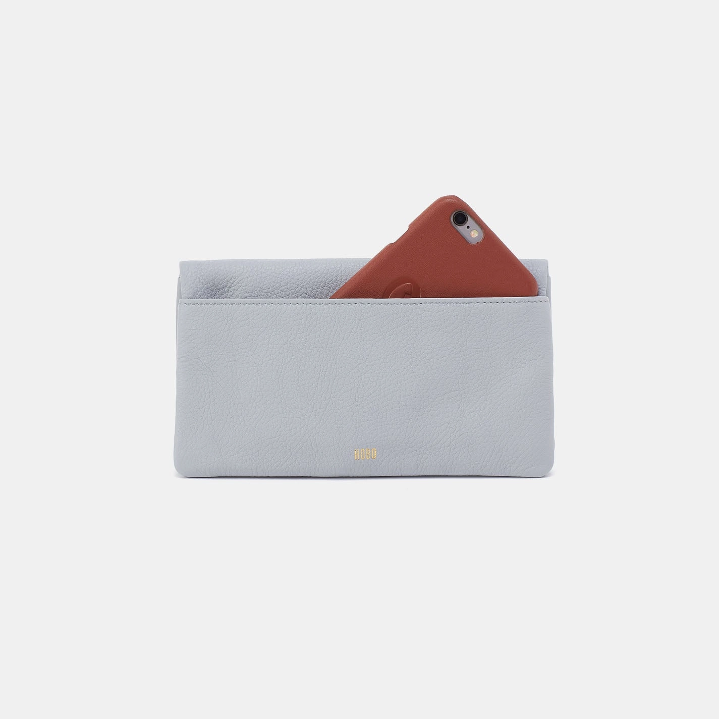 Lumen Continental Wallet In Pebbled Leather - Blue Pearl