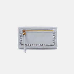 Lumen Continental Wallet In Pebbled Leather - Blue Pearl