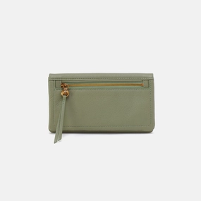 Lumen Continental Wallet In Pebbled Leather - Watercress