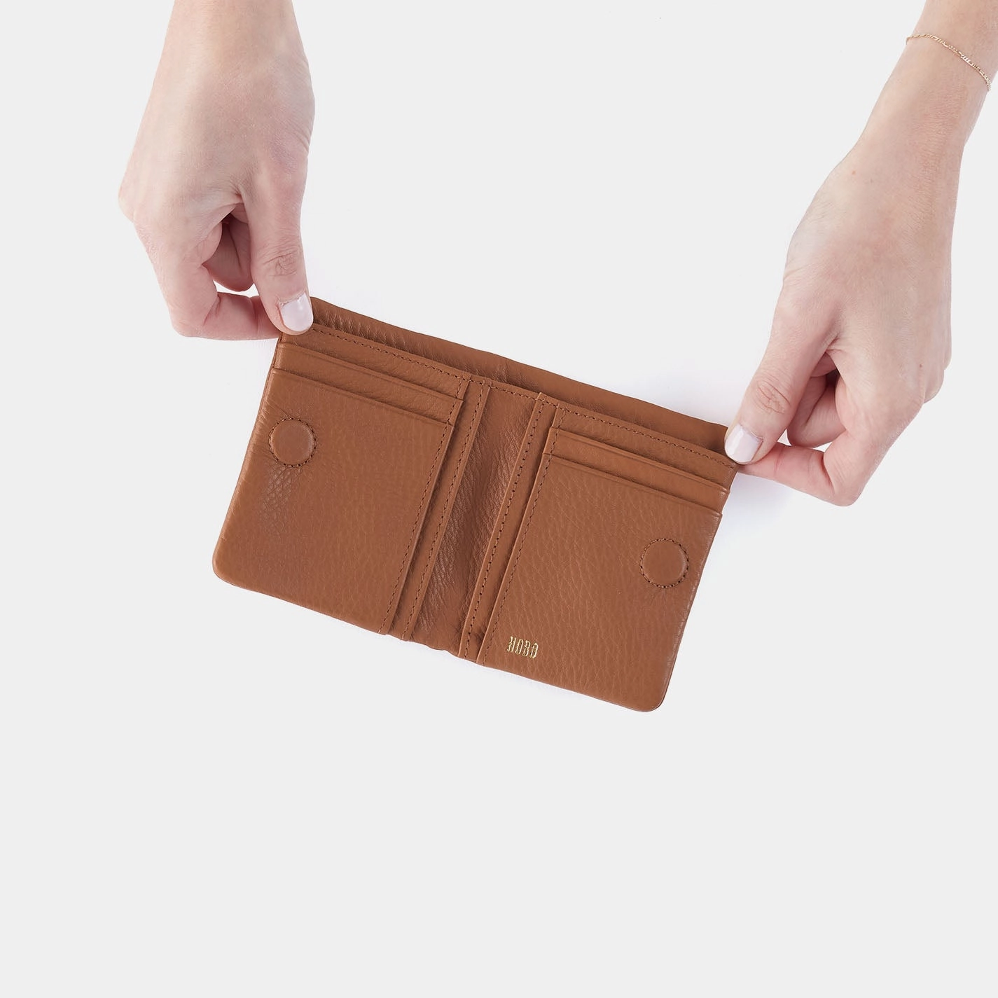 Lumen Mini Wallet In Pebbled Leather - Warm Honey