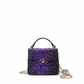 Luxe False Croc-Embossed Mini Satchel with Chain Strap