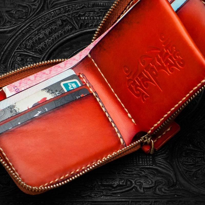 Mah???k???la Leather Brown Small Biker Wallet Mens Cool billfold Chain Wallet Trucker Wallet with Chain