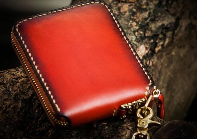 Mah???k???la Leather Brown Small Biker Wallet Mens Cool billfold Chain Wallet Trucker Wallet with Chain