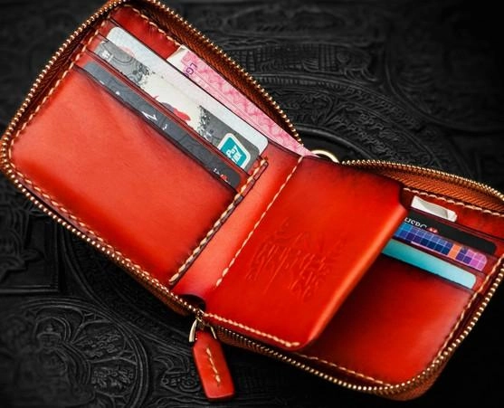 Mah???k???la Leather Brown Small Biker Wallet Mens Cool billfold Chain Wallet Trucker Wallet with Chain