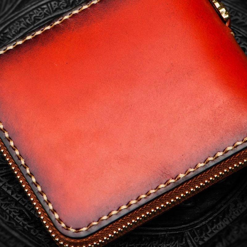 Mah???k???la Leather Brown Small Biker Wallet Mens Cool billfold Chain Wallet Trucker Wallet with Chain