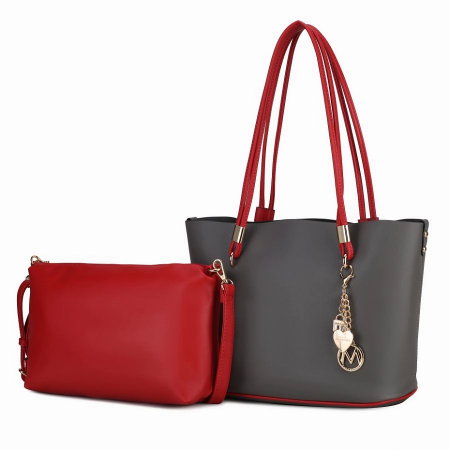 Malay Vegan Leather Womens Tote Bag with Cosmetic Pouch ?2 pieces