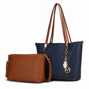 Malay Vegan Leather Womens Tote Bag with Cosmetic Pouch ?2 pieces