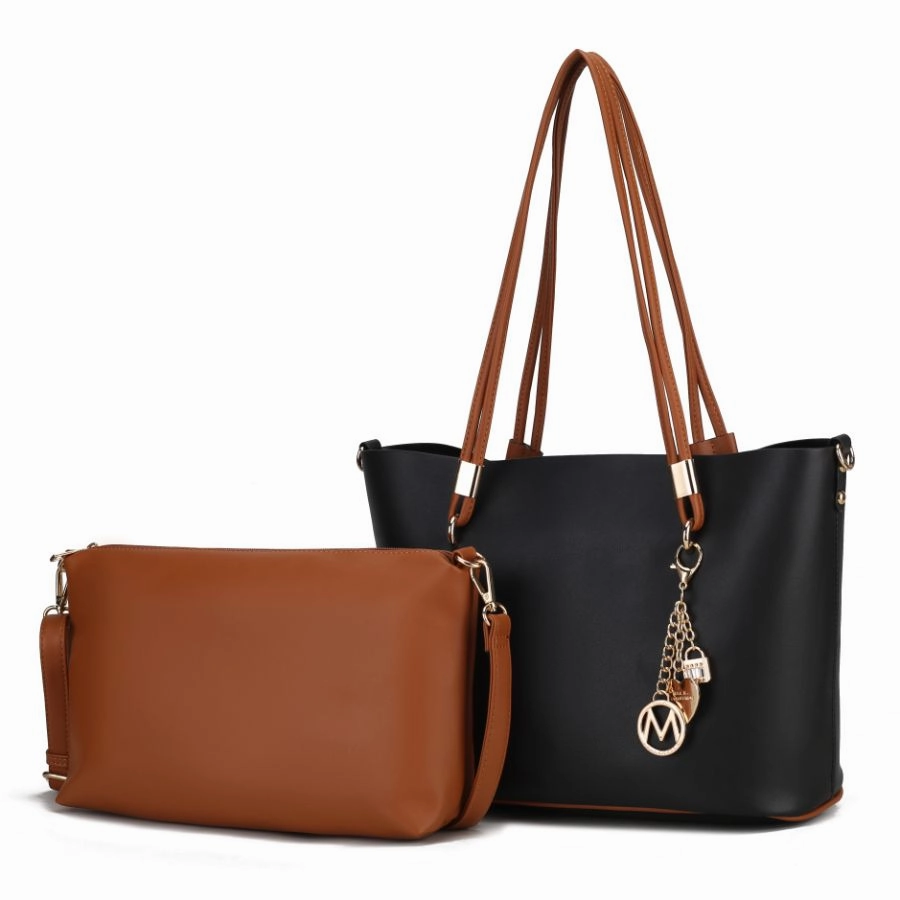 Malay Vegan Leather Womens Tote Bag with Cosmetic Pouch ?2 pieces