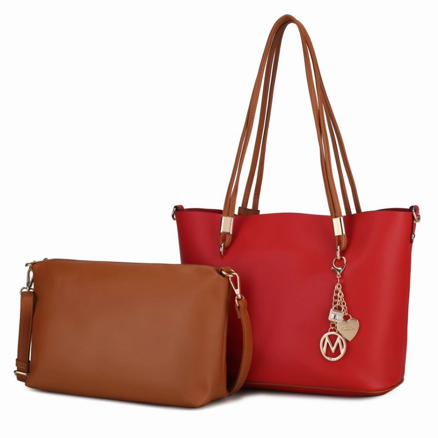 Malay Vegan Leather Womens Tote Bag with Cosmetic Pouch ?2 pieces