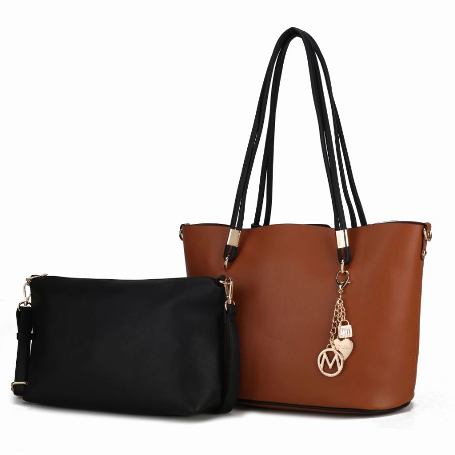 Malay Vegan Leather Womens Tote Bag with Cosmetic Pouch ?2 pieces