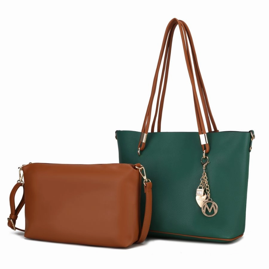 Malay Vegan Leather Womens Tote Bag with Cosmetic Pouch ?2 pieces