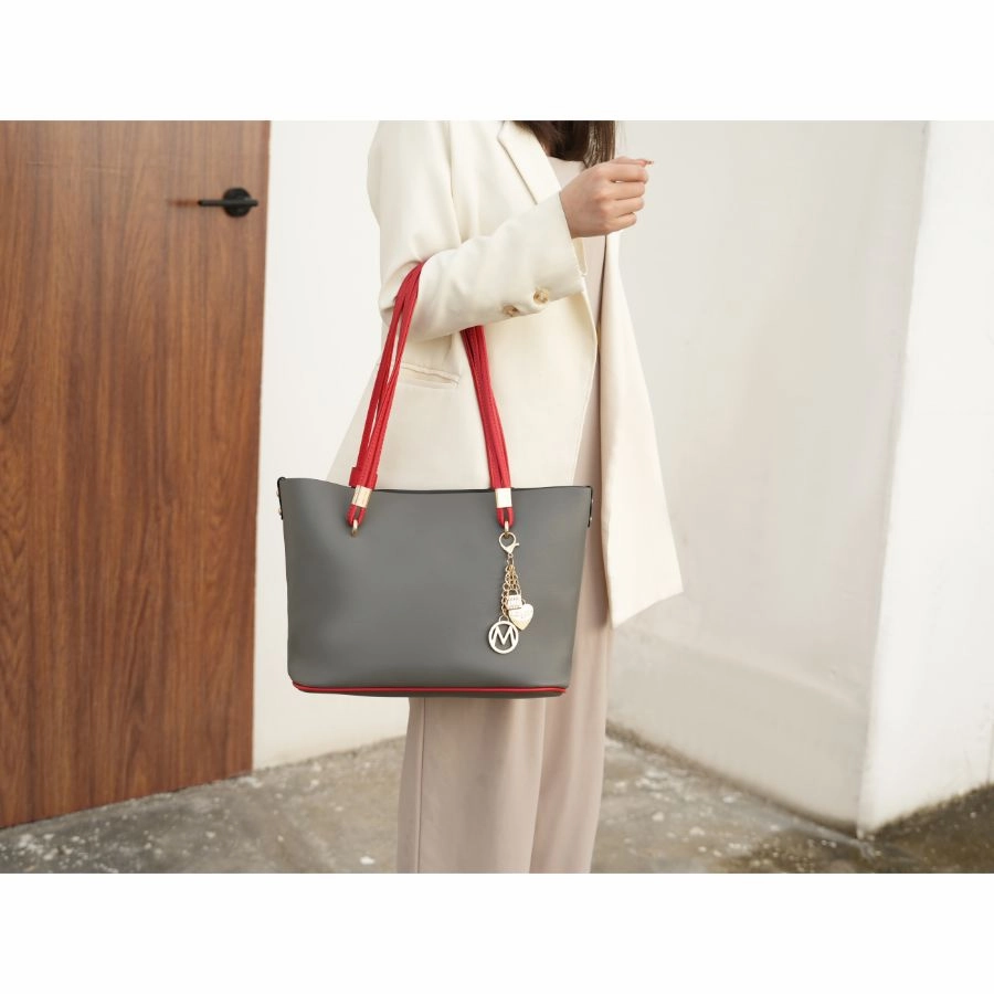 Malay Vegan Leather Womens Tote Bag with Cosmetic Pouch ?2 pieces