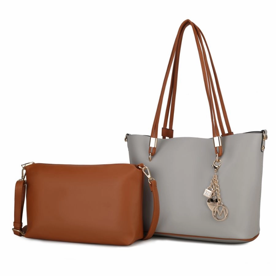 Malay Vegan Leather Womens Tote Bag with Cosmetic Pouch ?2 pieces
