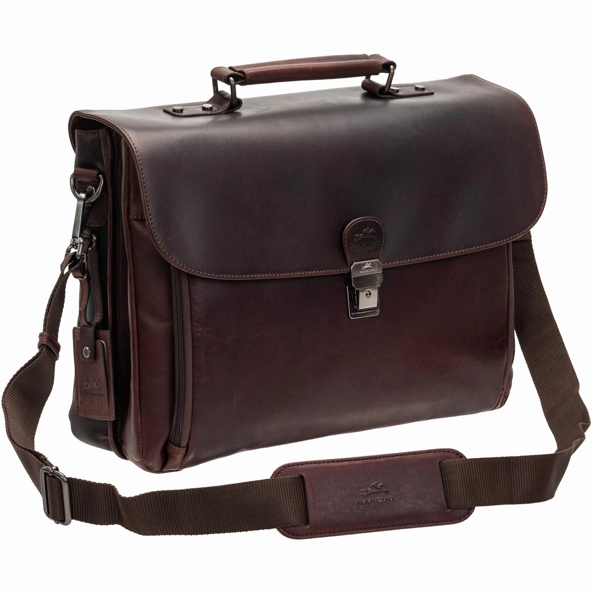 Mancini Buffalo Buffalo Double Compartment Briefcase for 15.6 Laptop
