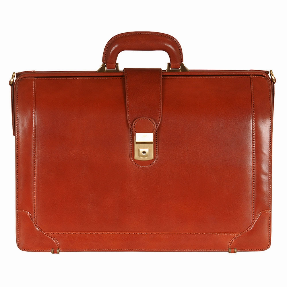 Mancini Leather Laptop Compatible Litigator Briefcase Brown