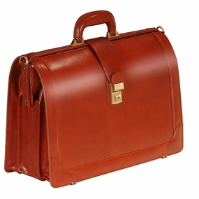 Mancini Leather Laptop Compatible Litigator Briefcase Brown