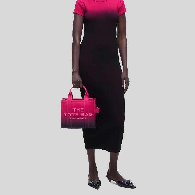 MARC JACOBS The Ombre Coated Canvas Small Tote Bag Black/Hot Pink 2P4HTT051H03