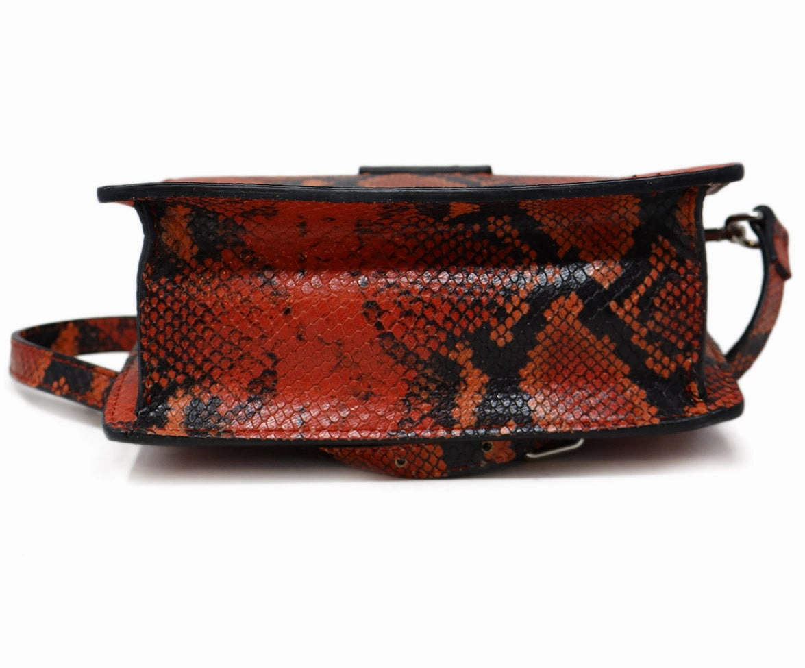 Mario Valentino Red & Black Snake Print Crossbody