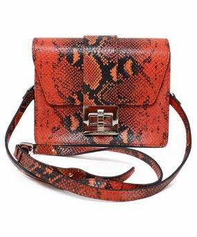 Mario Valentino Red & Black Snake Print Crossbody