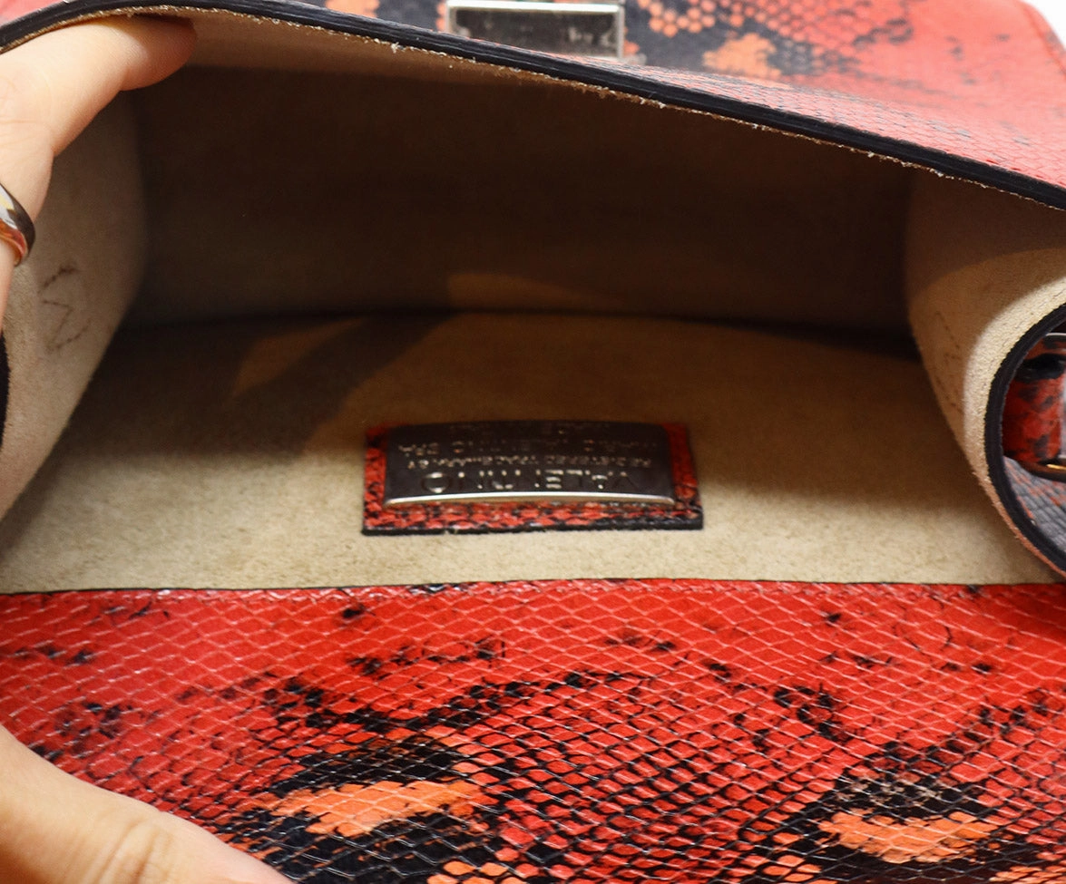Mario Valentino Red & Black Snake Print Crossbody