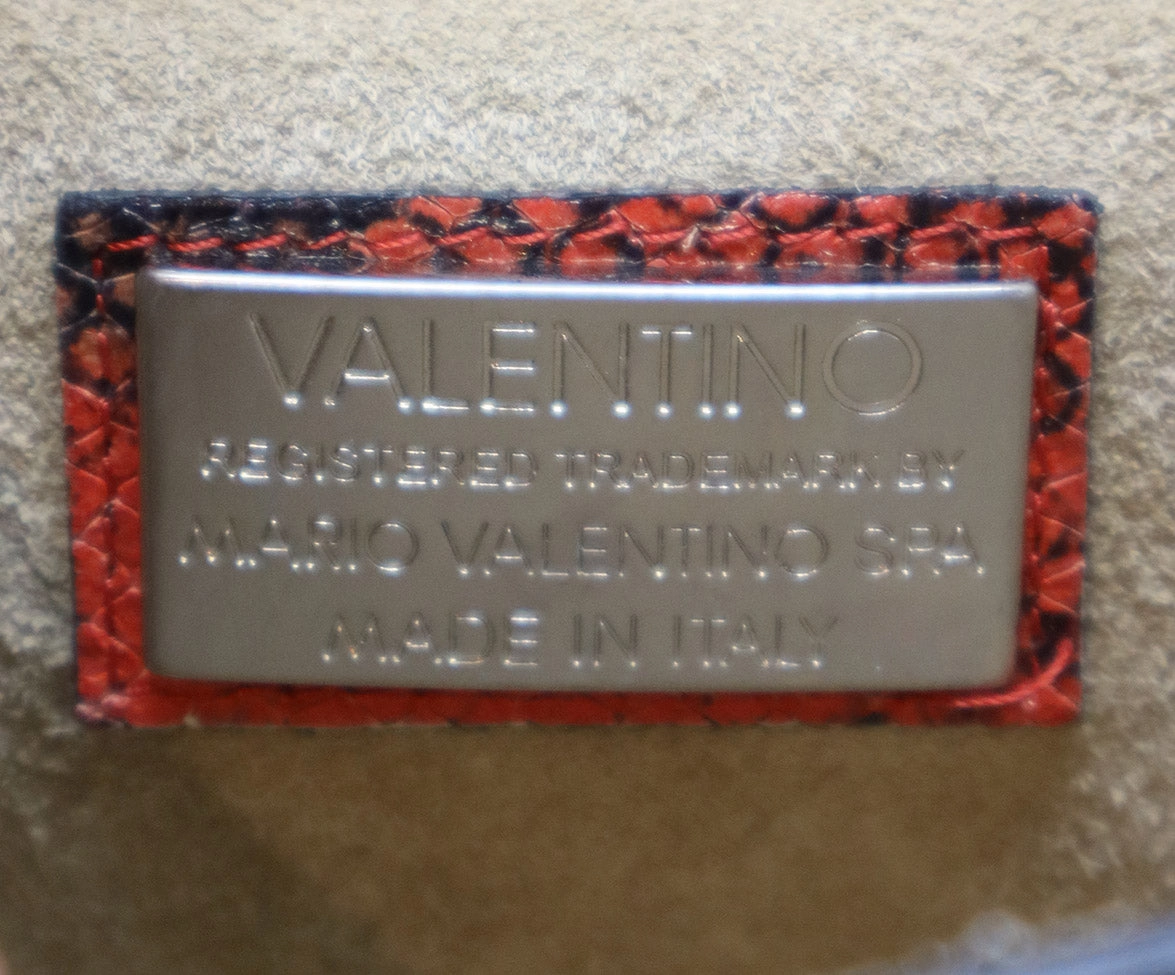 Mario Valentino Red & Black Snake Print Crossbody