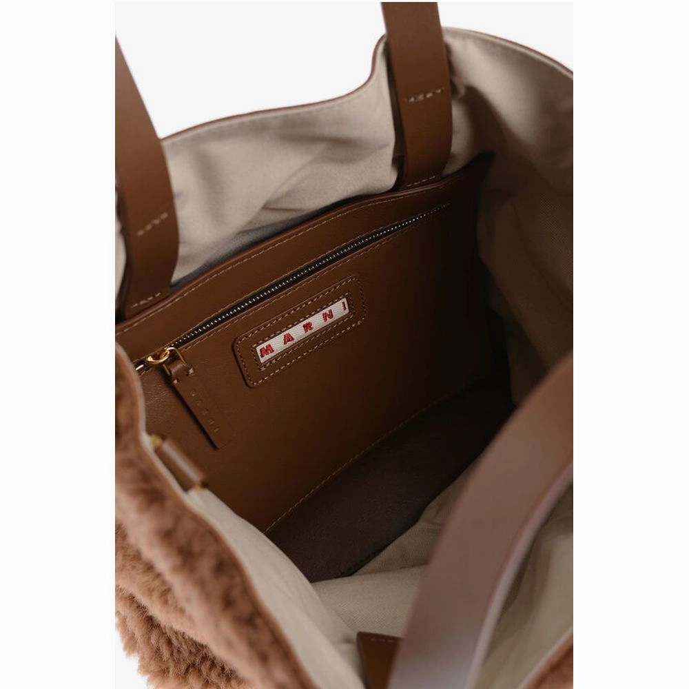 Marni Shearling Detailing MUSEO Mini Tote Women's Bag