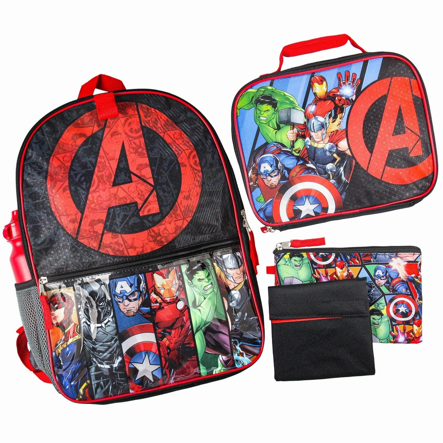 Marvel Avengers Superhero 5-Piece Backpack Lunch Tote Set - One Size