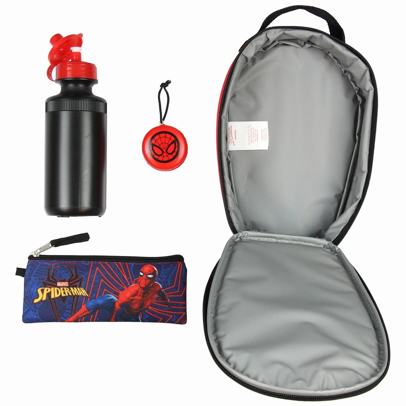 Marvel Spider-Man Backpack Kids 16" 5PC Water Bottle School Combo Set - One Size Fits Most