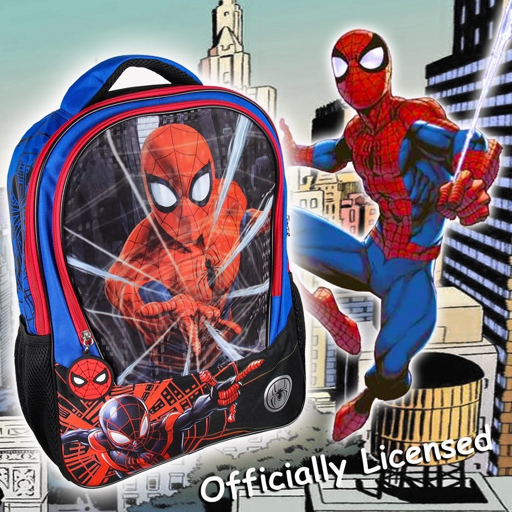 Marvel Spiderman And Miles Morales Light-Up Web Slinger 16" Travel Backpack Book Bag - One Size