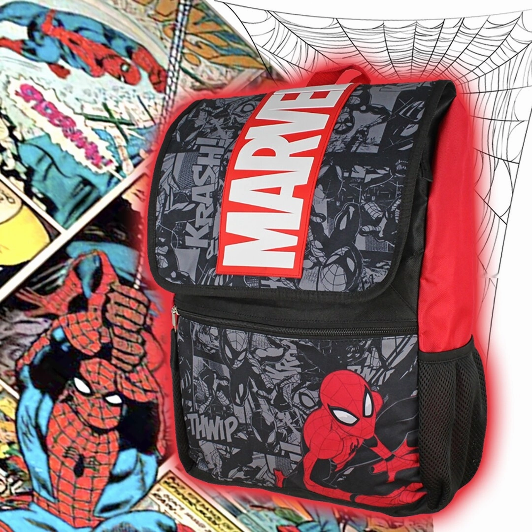 Marvel Spiderman Backpack Front Flap Compartment Travel Laptop Backpack With 3D Molded Marvel Logo
