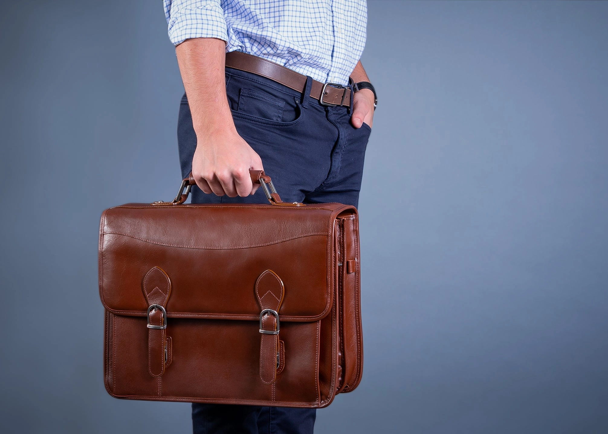 McKlein USA Belvedere 15.4" Leather Double Compartment Laptop Briefcase