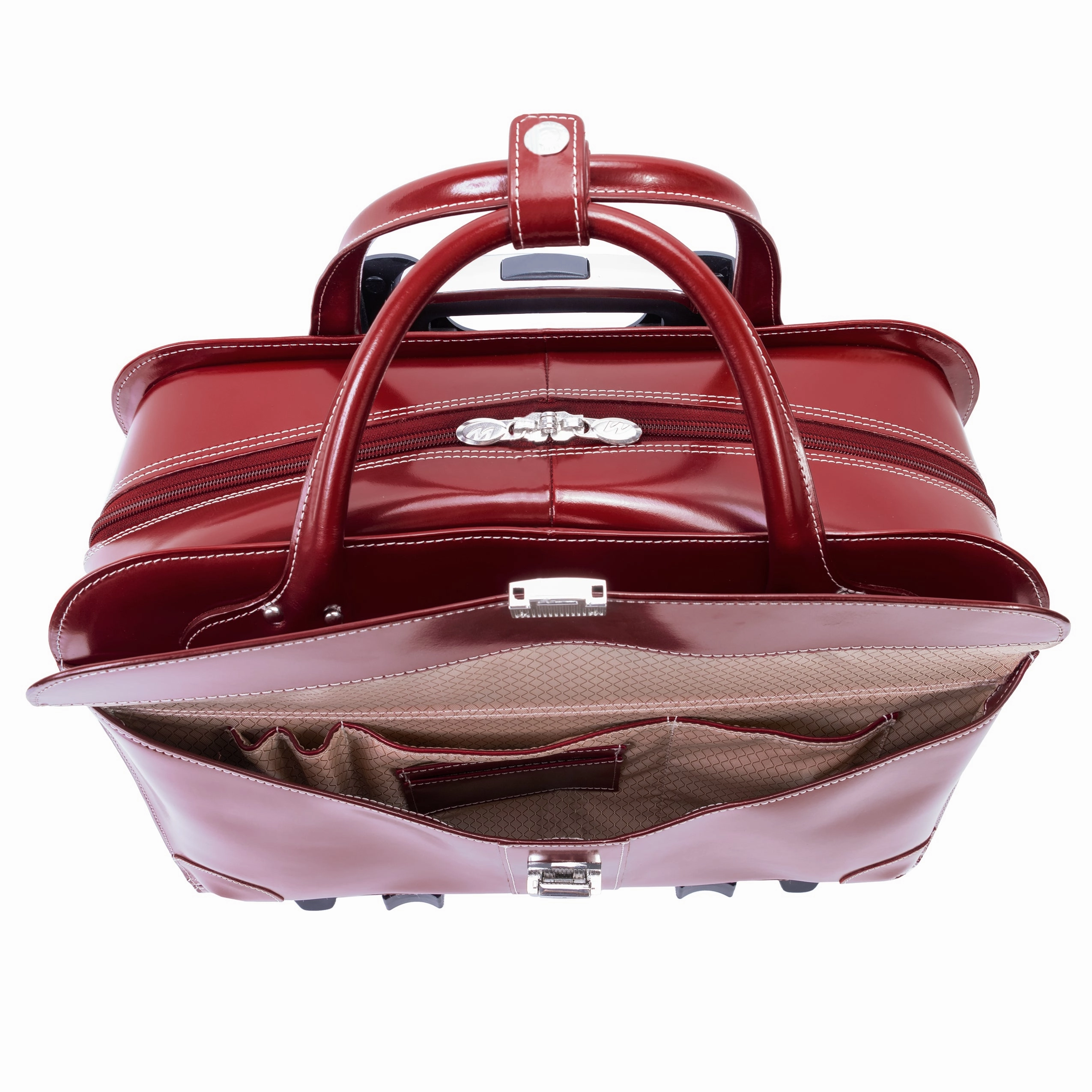 McKlein USA Lakewood Ladies' Leather Fly-Through Checkpoint-Friendly Detachable Wheeled Briefcase