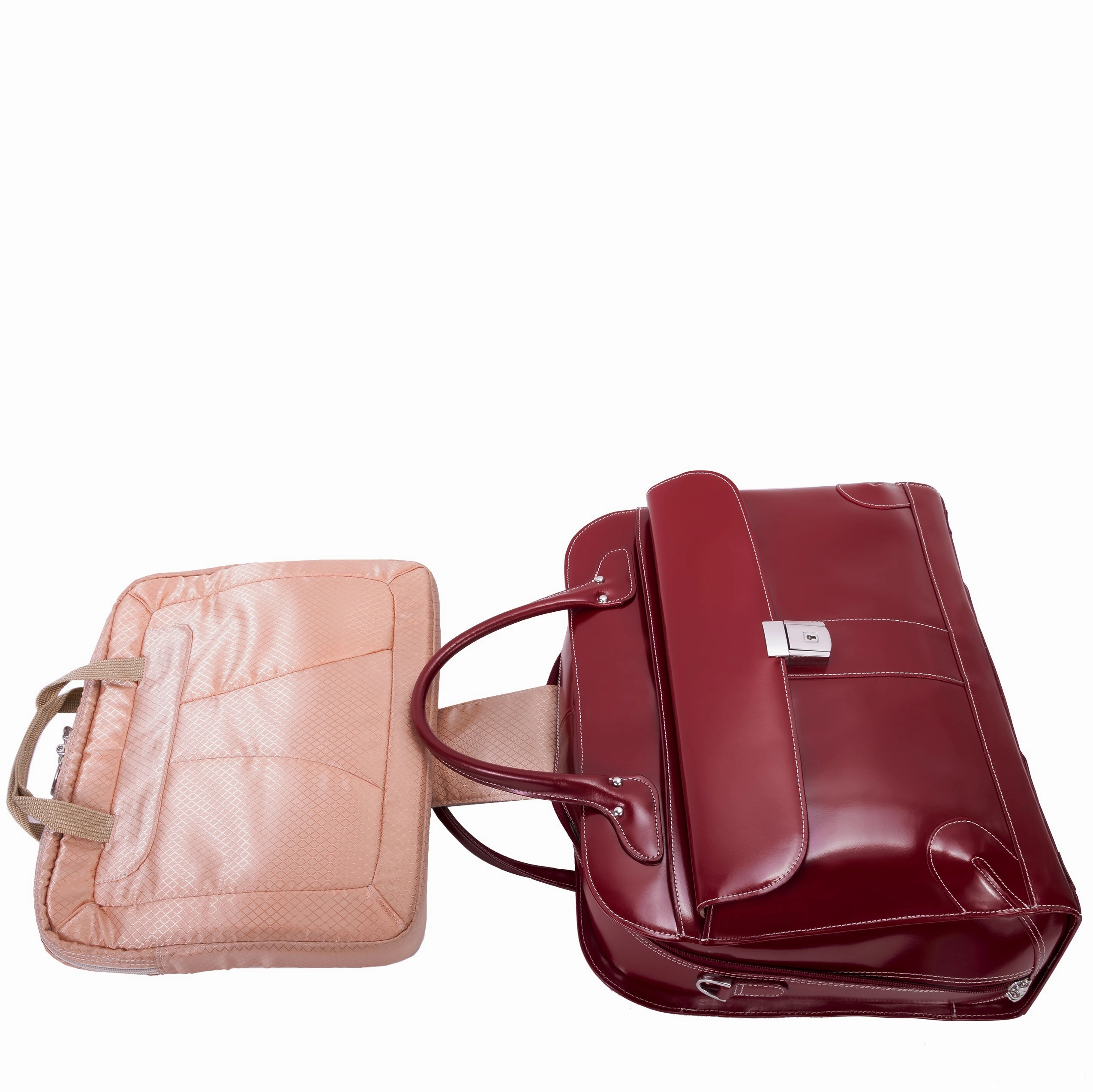 McKlein USA Lakewood Ladies' Leather Fly-Through Checkpoint-Friendly Detachable Wheeled Briefcase